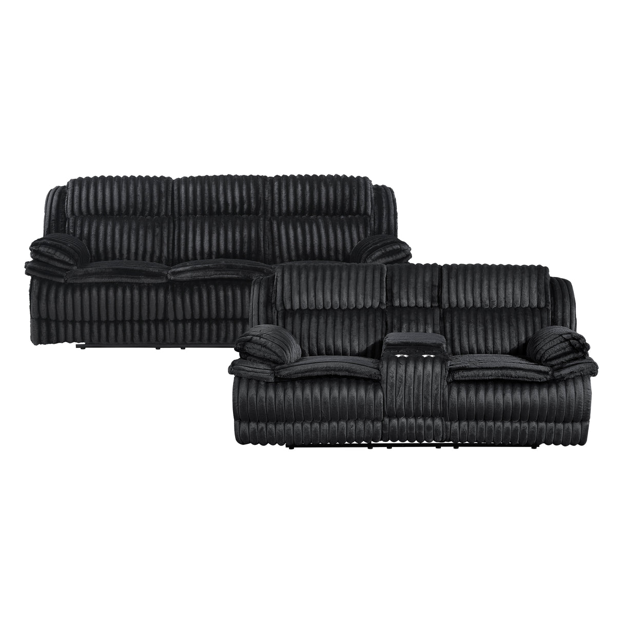 Goodland Black Double Reclining Love Seat with Center Console from Homelegance - Luna Furniture