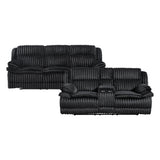 Goodland Black Double Reclining Love Seat with Center Console from Homelegance - Luna Furniture