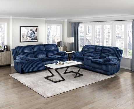 Goodland Blue Double Reclining Sofa from Homelegance - Luna Furniture