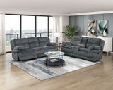 Goodland Gray Double Reclining Loveseat with Center Console from Homelegance - Luna Furniture