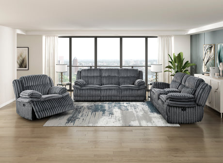 Goodland Gray Double Reclining Loveseat with Center Console from Homelegance - Luna Furniture