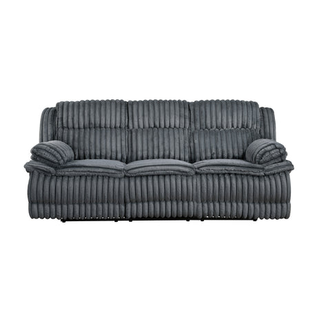 Goodland Gray Double Reclining Loveseat with Center Console from Homelegance - Luna Furniture