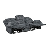 Goodland Gray Double Reclining Loveseat with Center Console from Homelegance - Luna Furniture