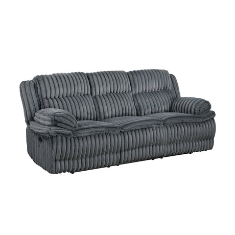 Goodland Gray Double Reclining Loveseat with Center Console from Homelegance - Luna Furniture
