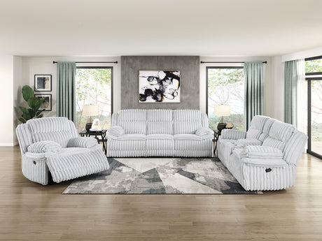 Goodland Gray Double Reclining Loveseat with Center Console from Homelegance - Luna Furniture