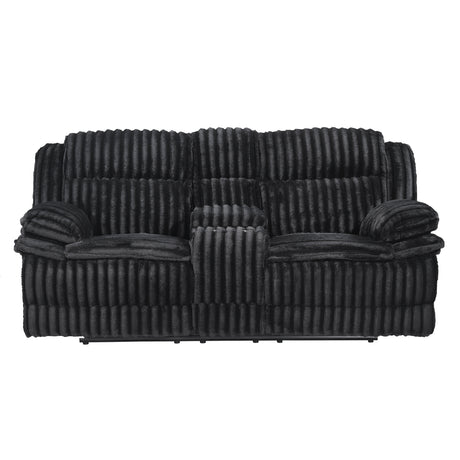 Goodland Black Double Reclining Love Seat with Center Console from Homelegance - Luna Furniture