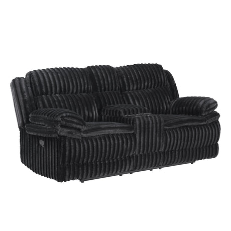 Goodland Black Double Reclining Love Seat with Center Console from Homelegance - Luna Furniture