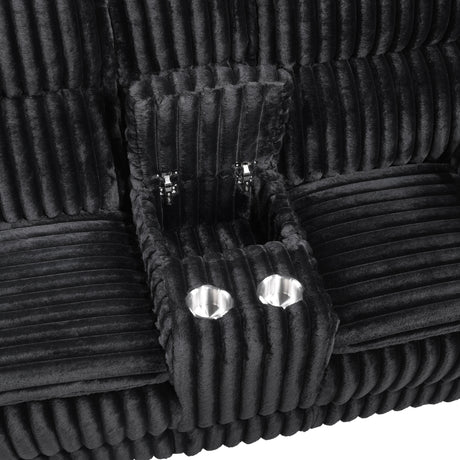 Goodland Black Double Reclining Love Seat with Center Console from Homelegance - Luna Furniture