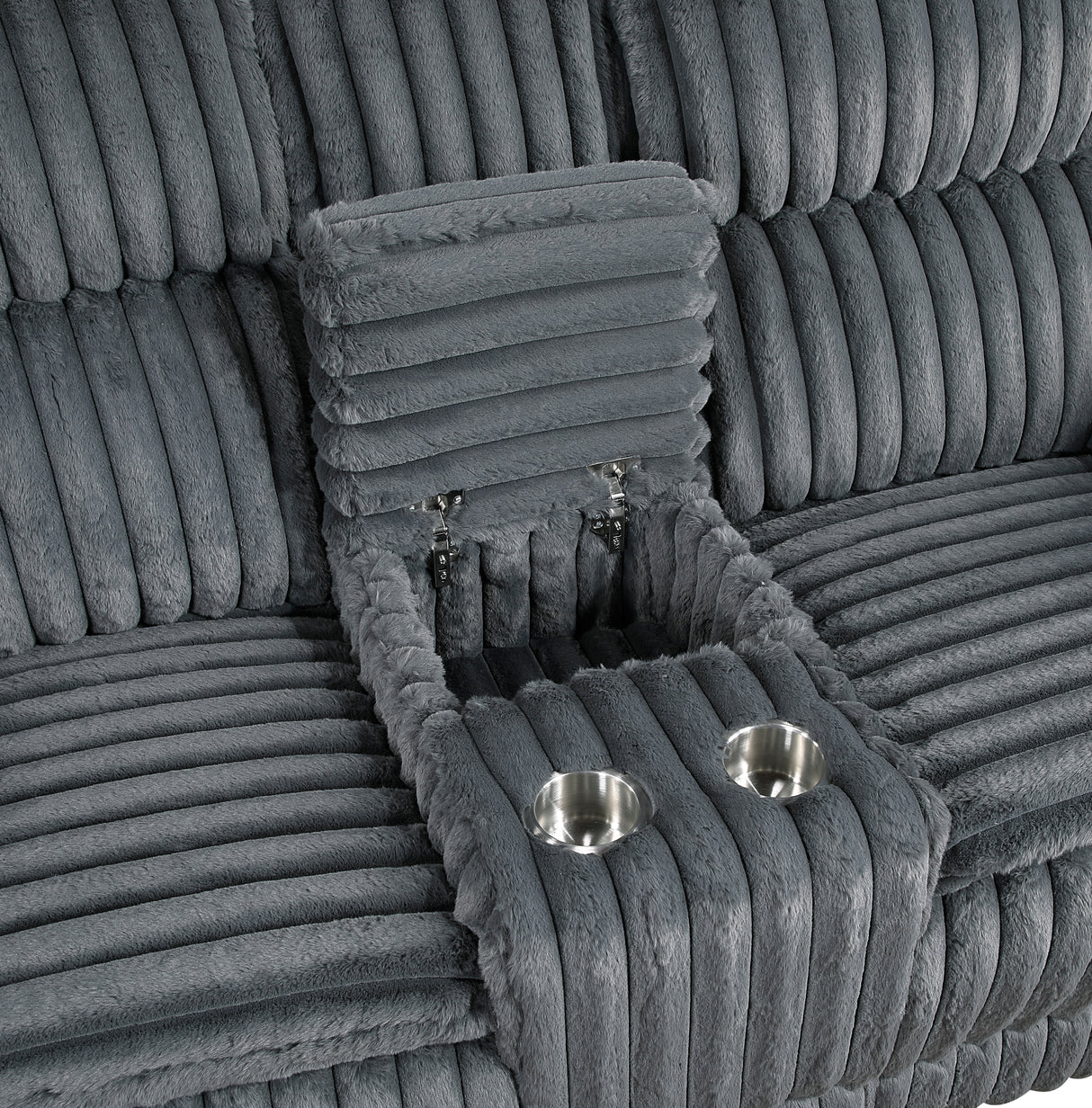 Goodland Dark Gray Double Reclining Loveseat with Center Console from Homelegance - Luna Furniture