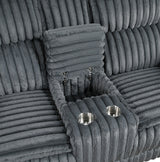 Goodland Dark Gray Double Reclining Loveseat with Center Console from Homelegance - Luna Furniture