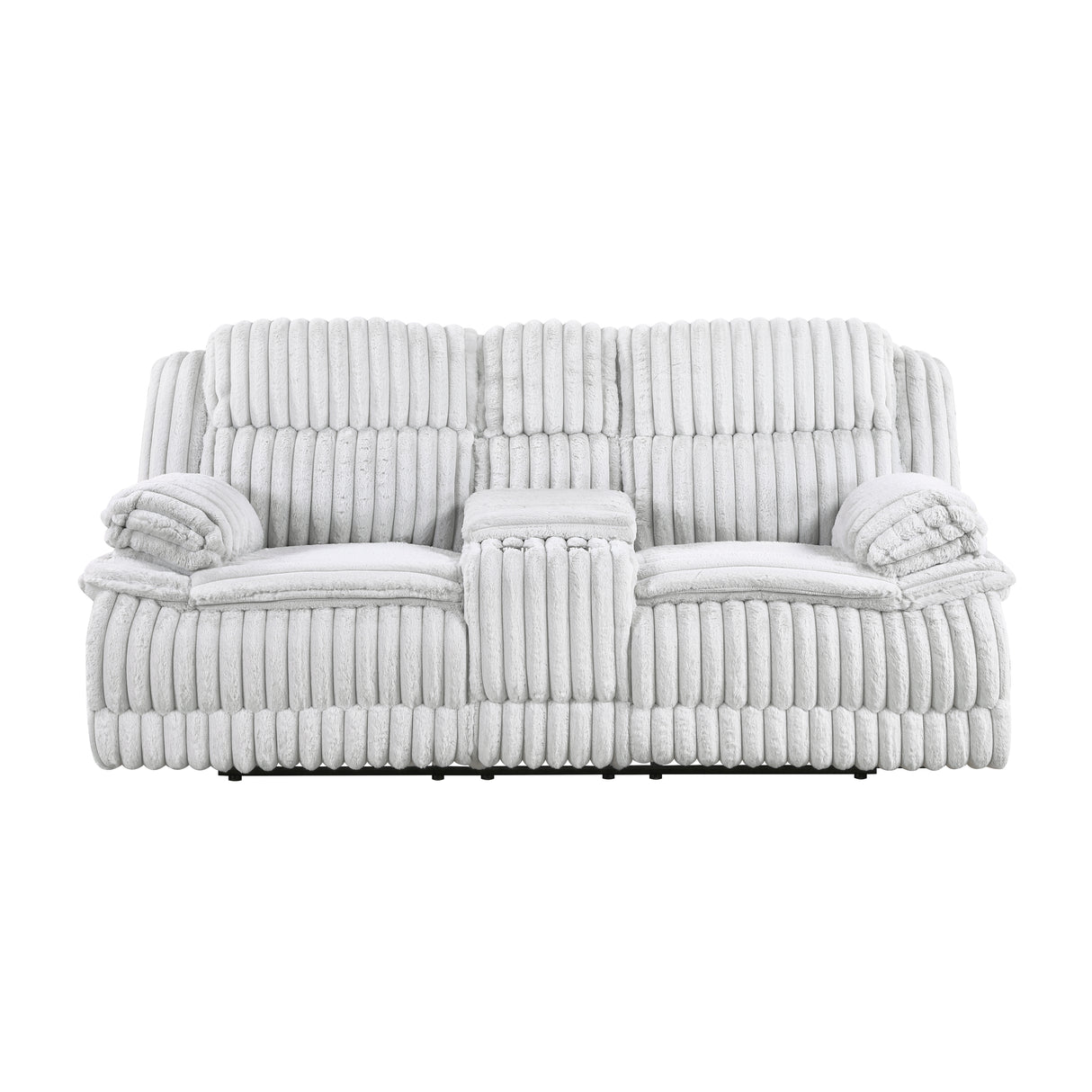 Goodland Gray Double Reclining Loveseat with Center Console from Homelegance - Luna Furniture