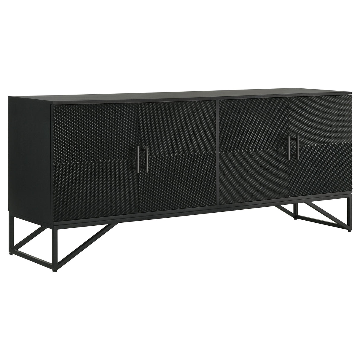 Riddell Matte Black 4-door Wood Reeding Accent Cabinet from Coaster - Luna Furniture