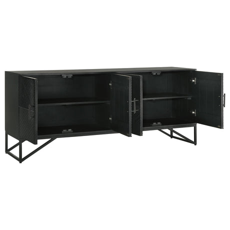 Riddell Matte Black 4-door Wood Reeding Accent Cabinet from Coaster - Luna Furniture