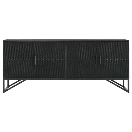 Riddell Matte Black 4-door Wood Reeding Accent Cabinet from Coaster - Luna Furniture