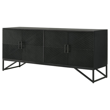 Riddell Matte Black 4-door Wood Reeding Accent Cabinet from Coaster - Luna Furniture