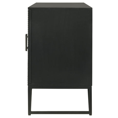 Riddell Matte Black 4-door Wood Reeding Accent Cabinet from Coaster - Luna Furniture