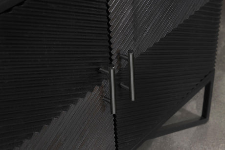 Riddell Matte Black 4-door Wood Reeding Accent Cabinet from Coaster - Luna Furniture