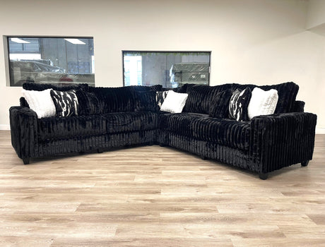 Vitaliy Black Corduroy Secional from Happy Homes - Luna Furniture