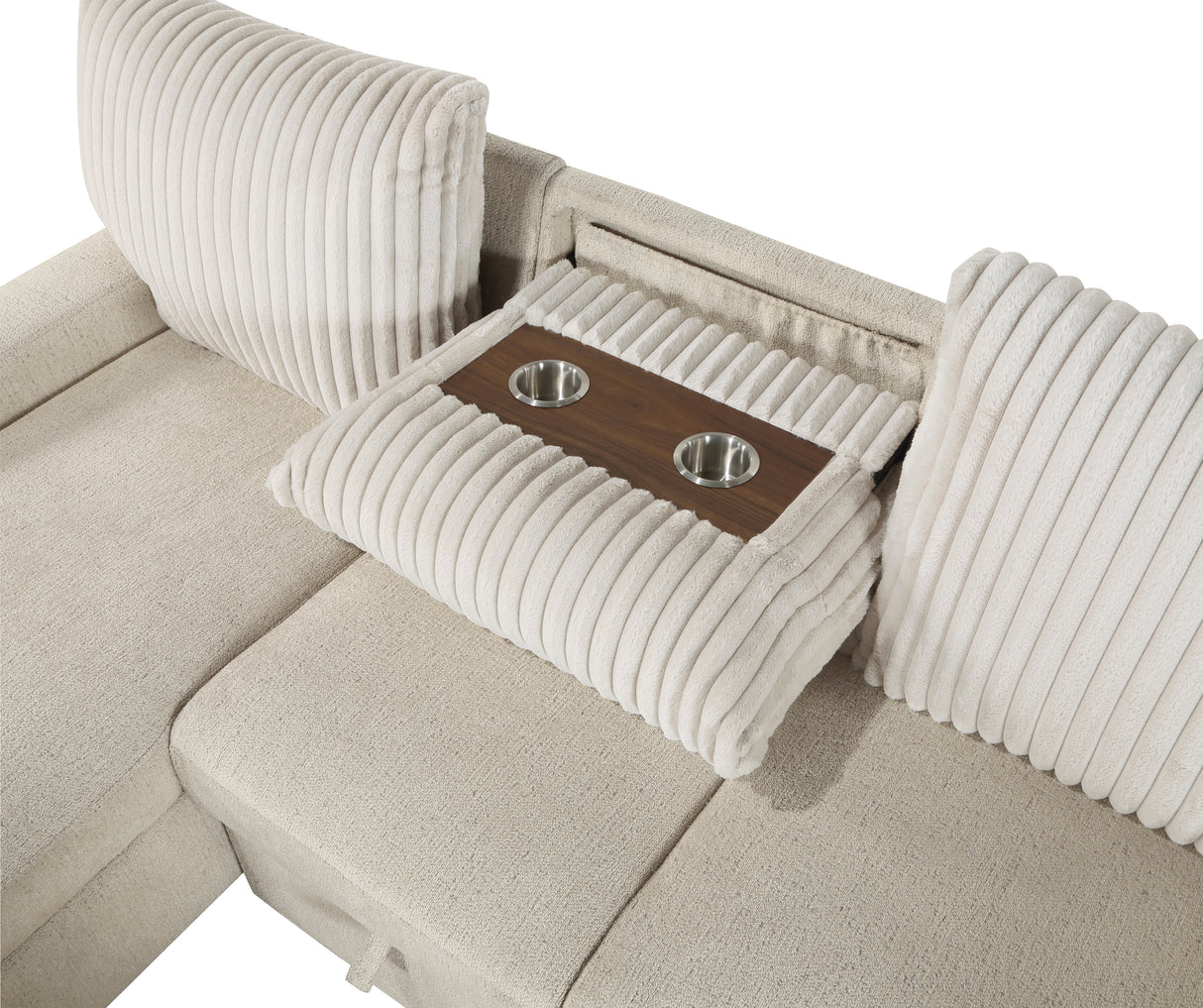 Gallatin Beige 2-Piece Sectional with Left Chaise, Pull-out Bed and Hidden Storage from Homelegance - Luna Furniture