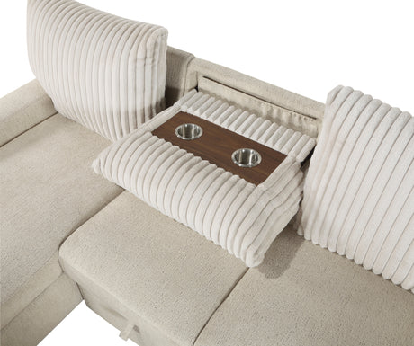 Gallatin Beige 2-Piece Sectional with Left Chaise, Pull-out Bed and Hidden Storage from Homelegance - Luna Furniture