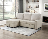 Gallatin Beige 2-Piece Sectional with Left Chaise, Pull-out Bed and Hidden Storage from Homelegance - Luna Furniture