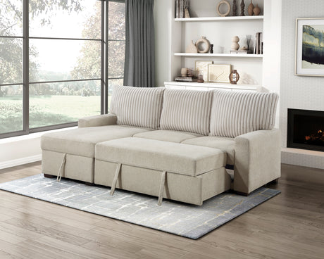 Gallatin Beige 2-Piece Sectional with Left Chaise, Pull-out Bed and Hidden Storage from Homelegance - Luna Furniture