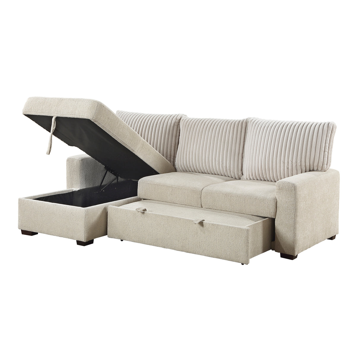 Gallatin Beige 2-Piece Sectional with Left Chaise, Pull-out Bed and Hidden Storage from Homelegance - Luna Furniture