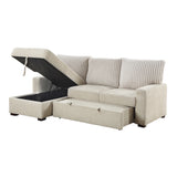 Gallatin Beige 2-Piece Sectional with Left Chaise, Pull-out Bed and Hidden Storage from Homelegance - Luna Furniture
