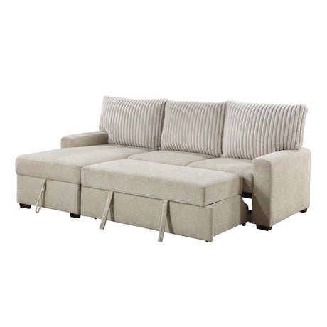 Gallatin Beige 2-Piece Sectional with Left Chaise, Pull-out Bed and Hidden Storage from Homelegance - Luna Furniture