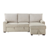 Gallatin Beige 2-Piece Sectional with Right Chaise, Pull-out Bed and Hidden Storage from Homelegance - Luna Furniture