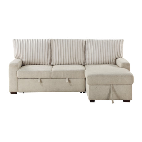 Gallatin Beige 2-Piece Sectional with Right Chaise, Pull-out Bed and Hidden Storage from Homelegance - Luna Furniture
