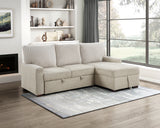 Gallatin Beige 2-Piece Sectional with Right Chaise, Pull-out Bed and Hidden Storage from Homelegance - Luna Furniture