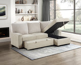 Gallatin Beige 2-Piece Sectional with Right Chaise, Pull-out Bed and Hidden Storage from Homelegance - Luna Furniture