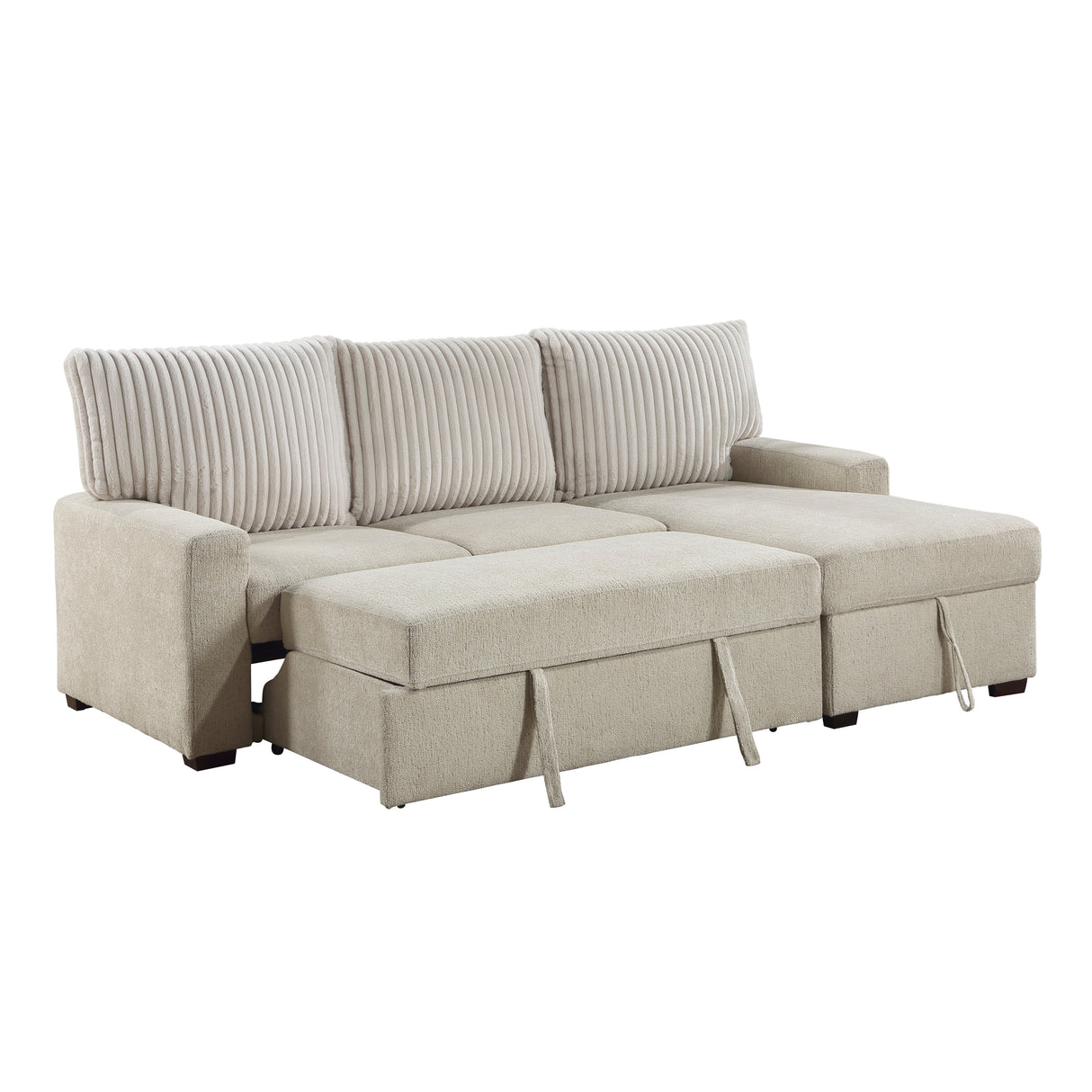 Gallatin Beige 2-Piece Sectional with Right Chaise, Pull-out Bed and Hidden Storage from Homelegance - Luna Furniture