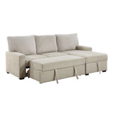 Gallatin Beige 2-Piece Sectional with Right Chaise, Pull-out Bed and Hidden Storage from Homelegance - Luna Furniture