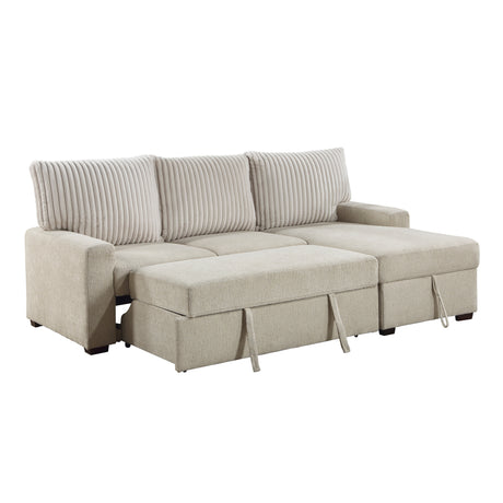 Gallatin Beige 2-Piece Sectional with Right Chaise, Pull-out Bed and Hidden Storage from Homelegance - Luna Furniture