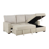 Gallatin Beige 2-Piece Sectional with Right Chaise, Pull-out Bed and Hidden Storage from Homelegance - Luna Furniture