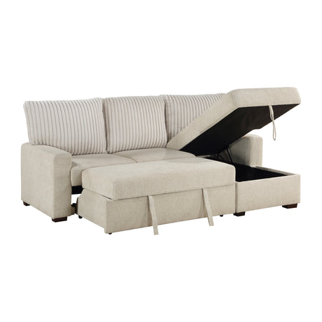 Gallatin Beige 2-Piece Sectional with Right Chaise, Pull-out Bed and Hidden Storage from Homelegance - Luna Furniture
