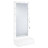 Spector White High Gloss 1-Drawer Lighted Full-Length Floor Mirror from Coaster - Luna Furniture