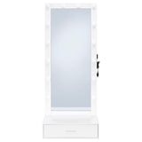 Spector White High Gloss 1-Drawer Lighted Full-Length Floor Mirror from Coaster - Luna Furniture