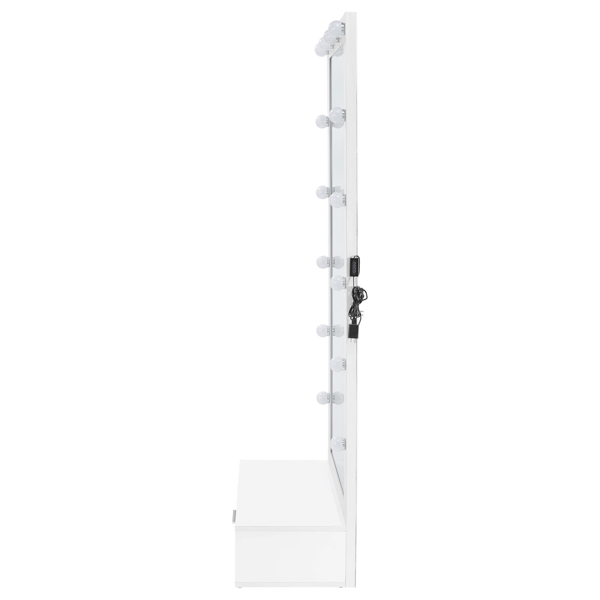 Spector White High Gloss 1-Drawer Lighted Full-Length Floor Mirror from Coaster - Luna Furniture