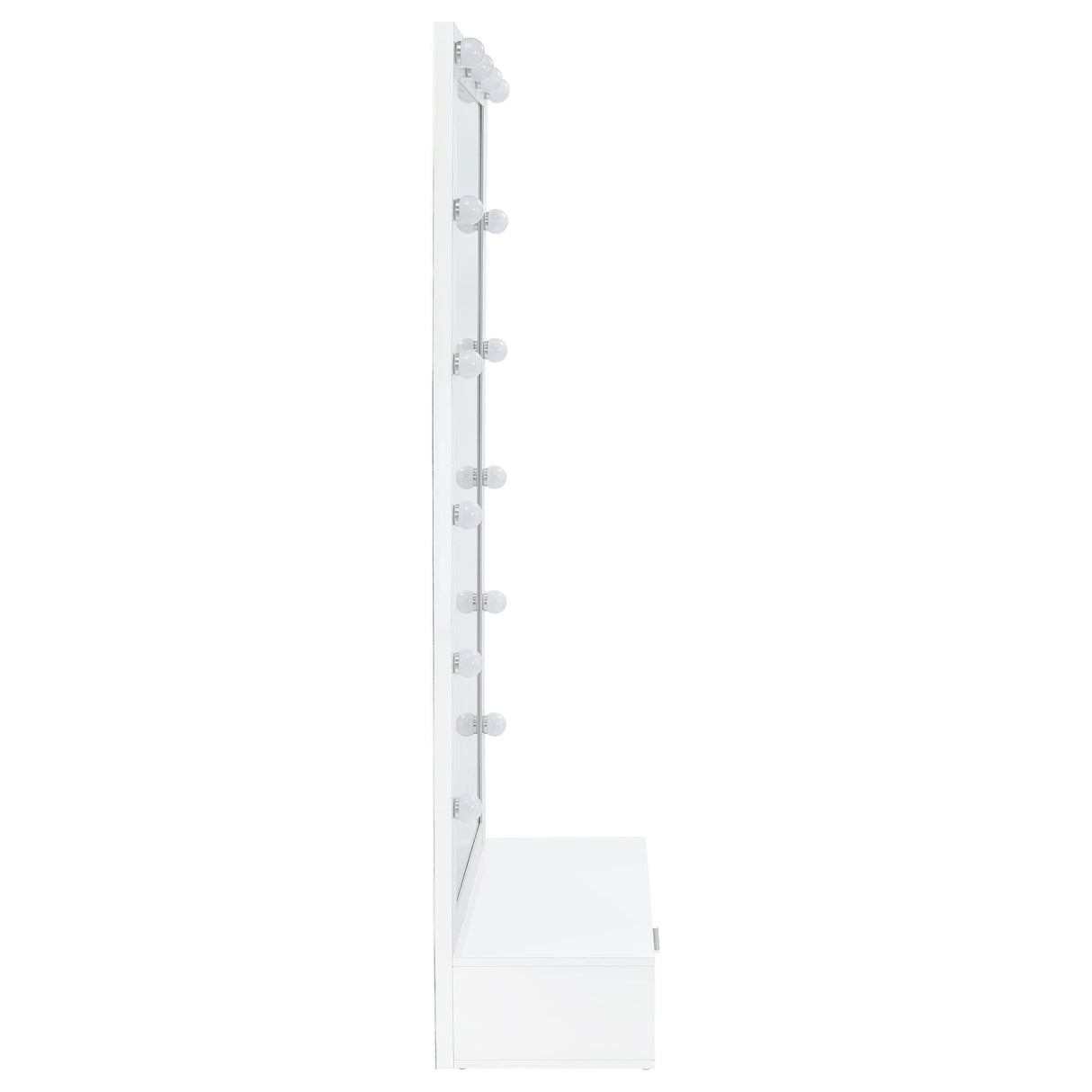 Spector White High Gloss 1-Drawer Lighted Full-Length Floor Mirror from Coaster - Luna Furniture