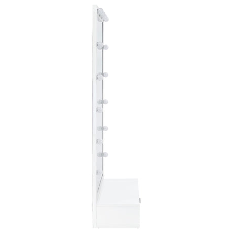 Spector White High Gloss 1-Drawer Lighted Full-Length Floor Mirror from Coaster - Luna Furniture