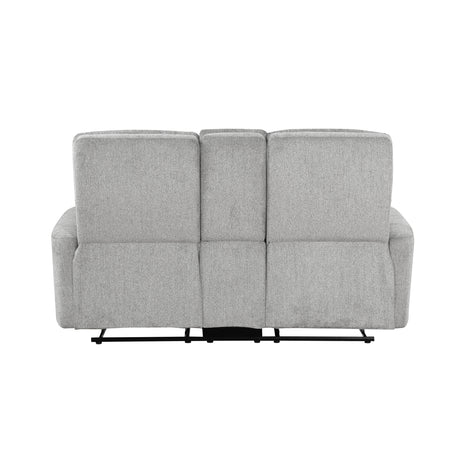 Lyndon Gray Double Reclining Loveseat with Center Console from Homelegance - Luna Furniture