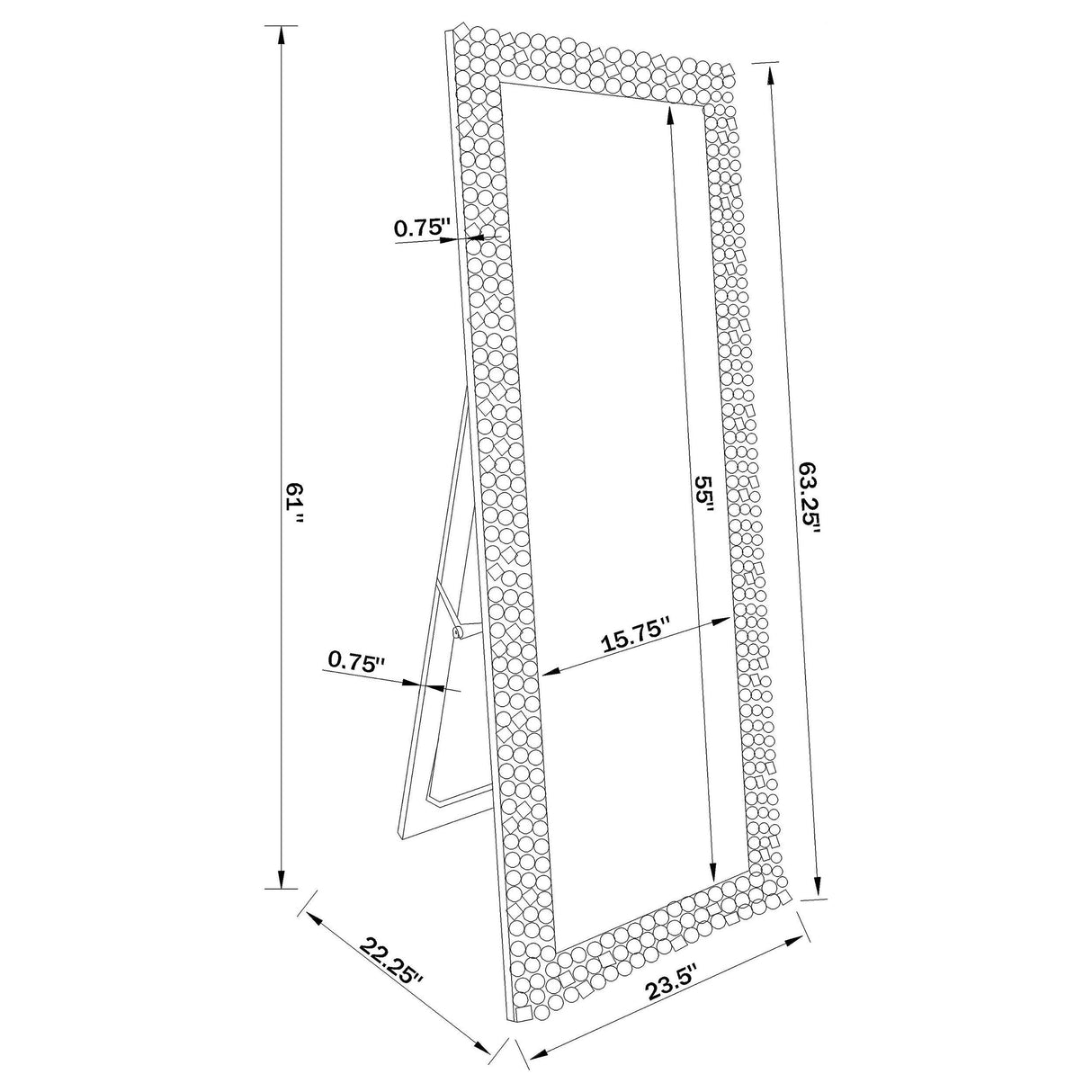 McKay Silver and Smoky Gray Textural Frame Cheval Floor Mirror from Coaster - Luna Furniture
