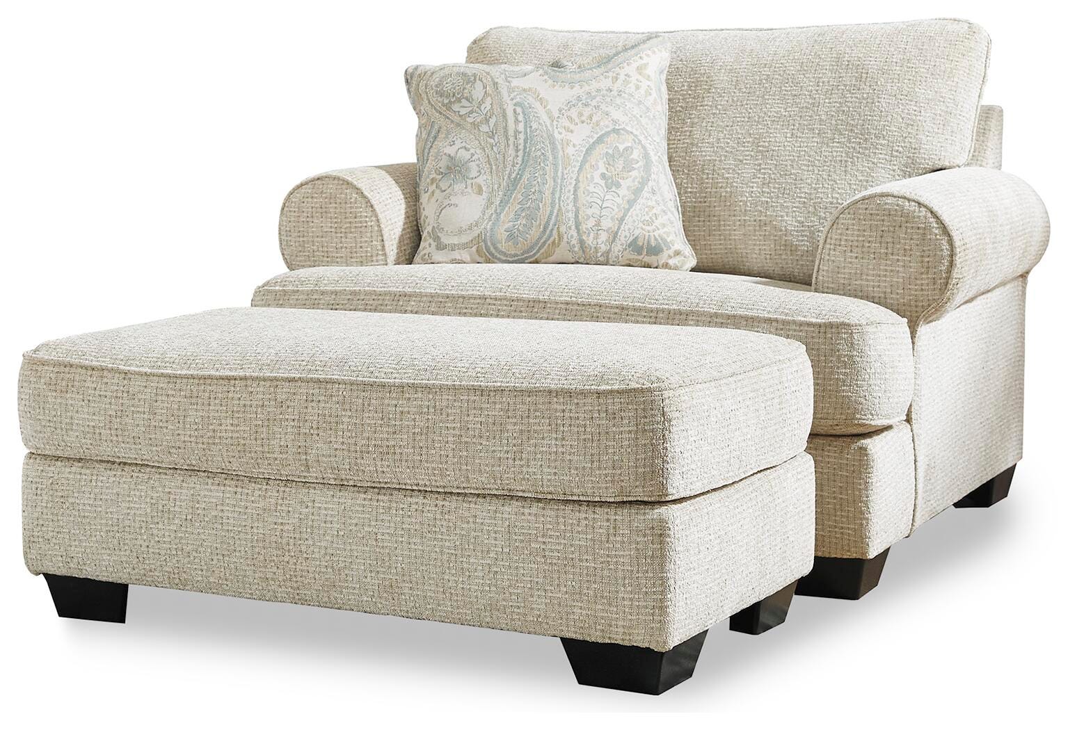 Monaghan Chair and Ottoman in Sandstone – Luna Furniture