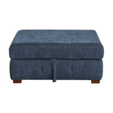 Raife Blue 5-Piece Right Chaise Sectional with Ottoman
