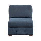 Raife Blue 4-Piece Sectional with Right Chaise and Pull-out Bed