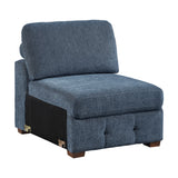 Raife Blue 5-Piece Sectional with Right Chaise and Pull-out Bed