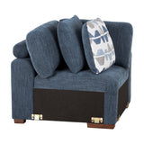 Raife Blue 4-Piece Sectional with Right Chaise and Pull-out Bed